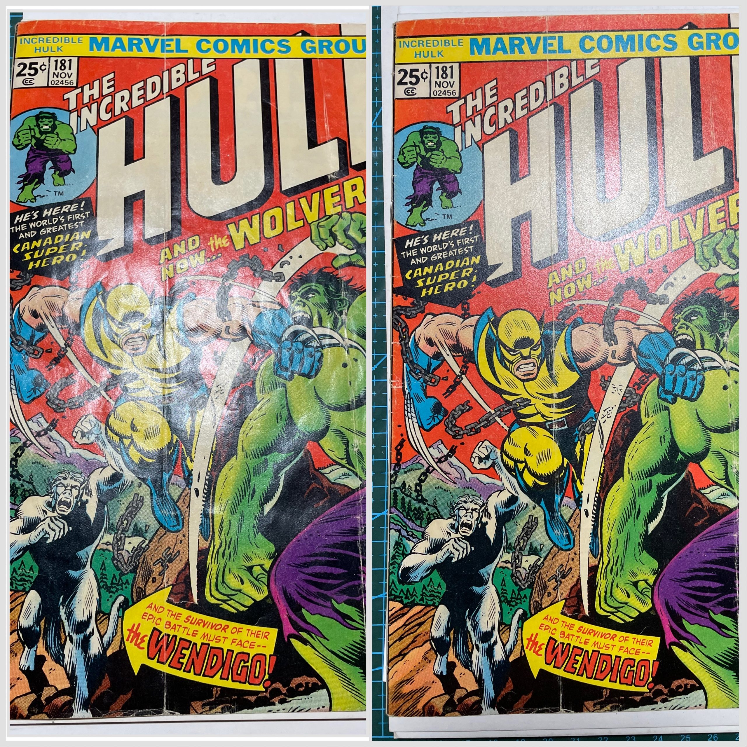 Hulk 181 comic book cleaning and pressing